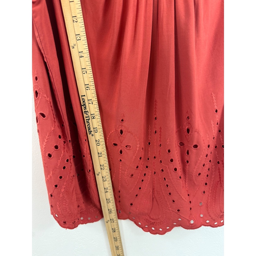 Torrid Lace Eyelet Blouse Sleeveless Top Rust Red Boho Cottagecore Plus Size 1X - Picture 10 of 11